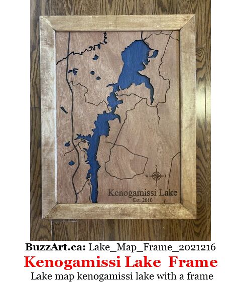 Lake map kenogamissi lake with a frame